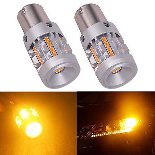 HSUN BAU15S PY21W 7507 1056 bombillas LED ámbar integradas fuertes Canbus sin errores sin hiperparpadeantes extremadamente brillantes para intermitentes de coche solamente, 2 paquetes