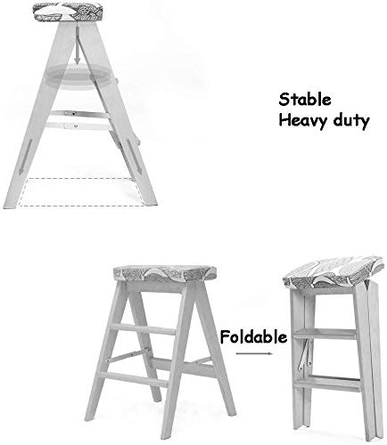 Silla de escalera de madera con taburete plegable de 3 peldaños marrón 6