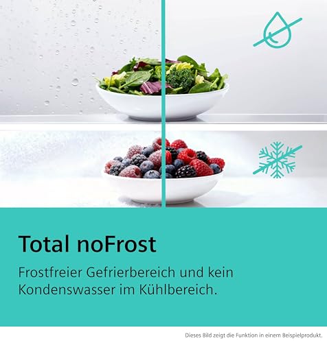 Siemens KG39NAIAU iQ500 Freistehende Kühl-Gefrier-Kombination, Gefrierbereich unten, 363 l, Total noFrost, hyperFresh, extrem leise, LED Beleuchtung, 203 x 60 cm, Gebürsteter Stahl AntiFingerprint