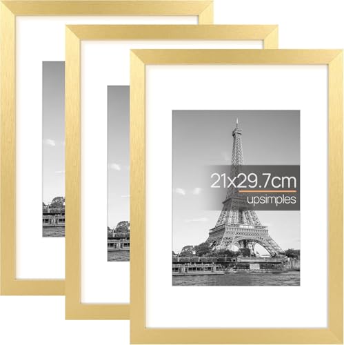 upsimples ゴールデン フォトフレーム A4 3個セット額縁 a4 29.7x21cm