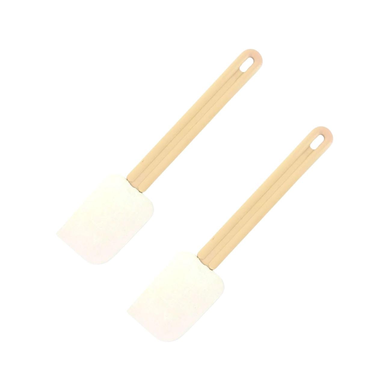 Fackelmann 9316450 - Set di 2 Maryses con manico piatto in resina, spatola per pasticceria, spatola da cucina, resina, silicone, 32 x 7 x 1,2 cm, colore: Bianco