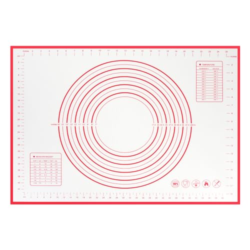 HOTUT Non-Stick Pastry Rolling Mat - 70x50 cm Food-Grade Silicone Dough Rolling Surface, Anti-Slip Silicone Mat for Baking and Cooking
