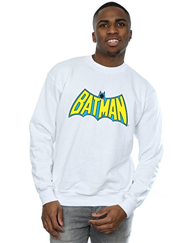 Image of Absolute Cult DC Comics Men's Batman Retro Logo Sweatshirt White XX-Large