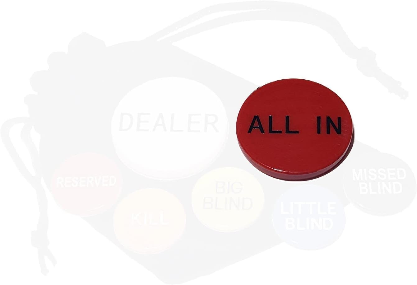 Cyber-Deals Texas Hold'em Poker 2'' All in Button(s), Double Sided Red wth Black Lettering