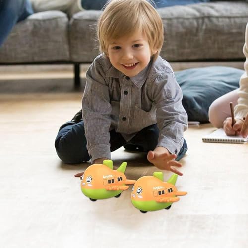 Image of Crackles Press & Go Friction Powered Cartoon Airplane Toy for Babies 6 Months+ - Pack of 6 Crawling Toys for Boys & Girls - Safe Lightweight Gift for Kids 1-5 Years - Multicolor
