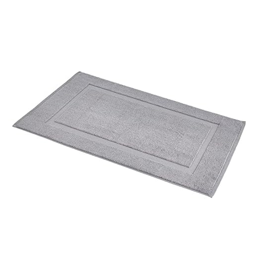 Amazon Basics Banded Bathroom Bath Rug Mat, Machine Washable, 100% Cotton, 31" x 20", Powder Gray