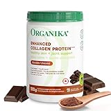 Organika Chocolate Enhanced Collagen Powder (Type 1 & 3) – 10g Per Serving for Hair, Skin, Nails & Joints – Canadian-Made, Grass-Fed, Non-GMO, 252g