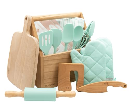 WeeSprout 14-Piece Kids Cooking Set with Apron and Tools