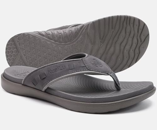 Image of KuaiLu Mens Sport Flip Flops Comfort Orthotic Thong Sandals with Plantar Fasciitis Arch Support Outdoor Summer Beach Size 7~15
