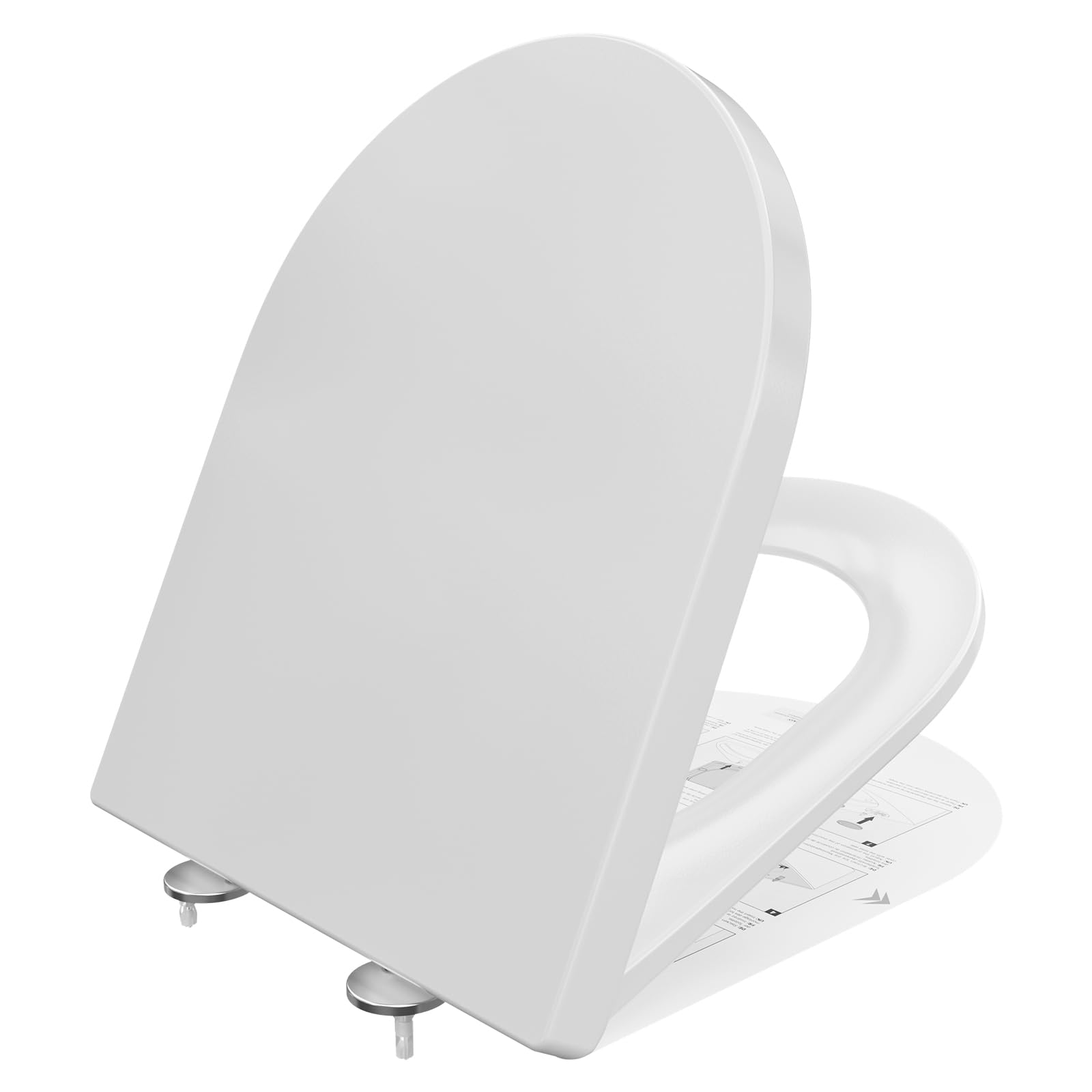 ANYCEE Tapa de inodoro con descenso automático, forma D [corta], fácil