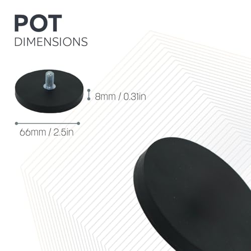 Aimant de fixation M6 robuste anti-rayure pour charge lourde 66mm - 3