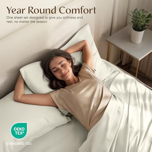 Image of Utopia Bedding Queen Size Sheet Set - 4 Piece Bed Sheets, Soft and Breathable Microfiber, Includes 1 Fitted Sheet, 1 Flat Sheet and 2 Pillowcases - Oeko Tex (Ivory)