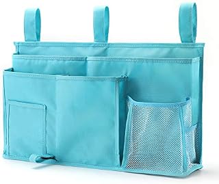 Caddy Hanging Organizer Bedside Storage Bag, 600D Oxford Cloth with Hook&Loop Fastener for Bunk and Hospital Beds,Dorm Rooms Bed Rails(8 Pockets) (Grey)