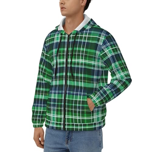 Sweat à capuche zippé finitions soignées en polyester doux écossais