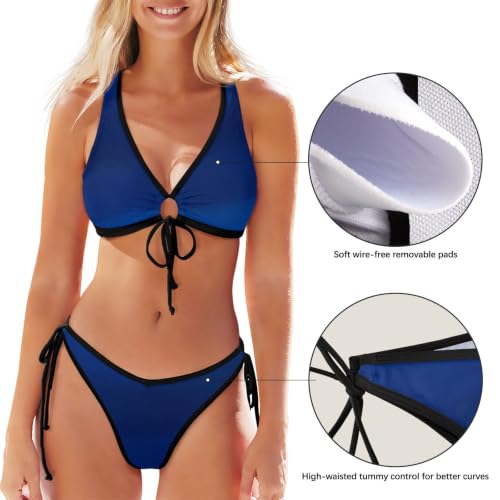 Bikini de cuerda de alta gama para mujer en un sofisticado azul degradado 5