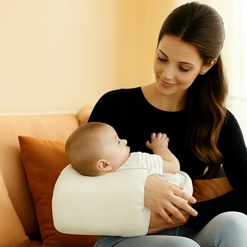 GUOMIS Cojin de Lactancia,Cojin Lactancia Bebe,Cómoda, Transpirable, Lavable a máquina, diseño ergonómico, Apta para Todos los usuarios (Beige)