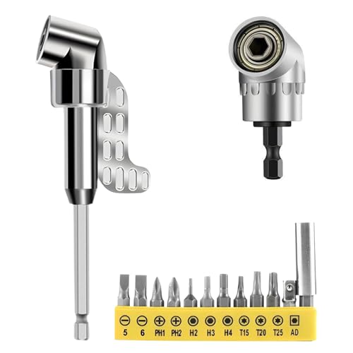 LCUHAVA 13 Pezzi Avvitatore Angolare, Prolunga Avvitatore set 105°, Mandrino Angolare, Gambo Esagonale da 1/4 di Pollice per Negozi, Mobili, Operai Edili