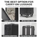 OUZZO Luggage, 22×14×9 inch Aluminum Carry-on Luggage with Front compartment, Hard shell Suitcase, Wheeled Soft Handle Luggage Airline Approved, TSA Approved Lock, PC lightweight (Grey) - Image 4