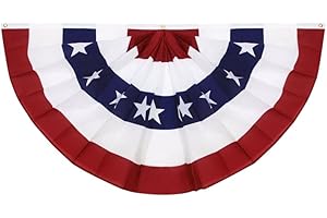 2x4Ft American Flag Bunting Patriotic Decorations, With Brass Grommets