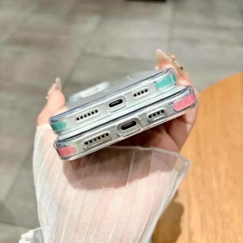 Image of VONZEE Compatible for iPhone 17e / iPhone 16e 6.1'' Case Glitter Ring Cute Shiny Colorful Bling Case (Compatible with Magsafe) Transparent PC+TPU Glossy Shiny Cover for Girls Women,Blue