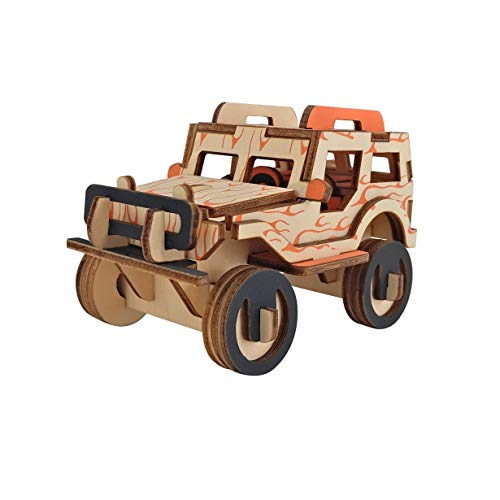 Dlong 3D Wooden Model Toy Building Kit DIY Assembly Construction Jigsaw Puzzle Woodcraft Car Kit Set Wooden Puzzle Model Kit Toy