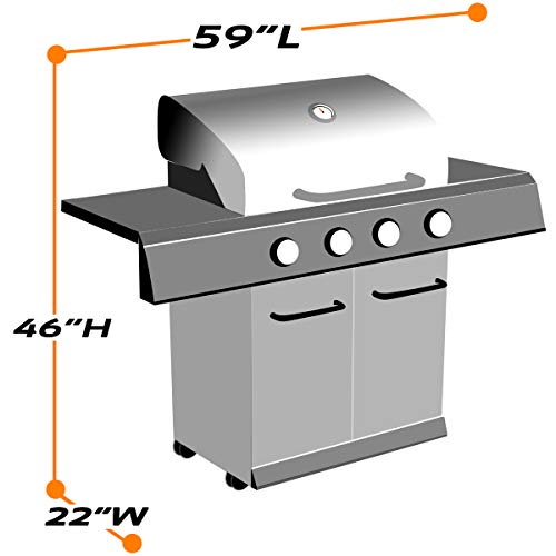 Den Haven Grill Cover, 59-Inch Heavy-Duty Waterproof, Rip & Fade Resistant Gas BBQ Grills Cover Best for for Weber, Char-Broil, Nexgrill & Brinkmann Etc. - Propane Barbecue Grill Accessories, 59x22x46
