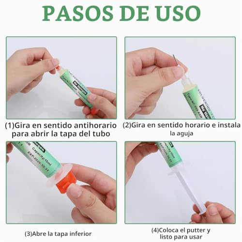 Miniatura 5 de Jeringa Flujo De Soldadura 2 Piezas Flux Para Soldar Estaño Pasta Para Soldar Estaño Flux Sin Plomo Pasta De Soldadura De Jeringa Flux Para Smd Pcb Bga Soldadura Electronica 10ml