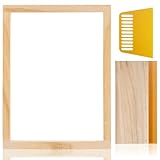 Caydo Screen Printing Frame with Screen Printing Squeegee for T-Shirts & Fabric Pattern Screen Printing, 10 x 14 Inch Wood Silk Screen with 110 White Mesh