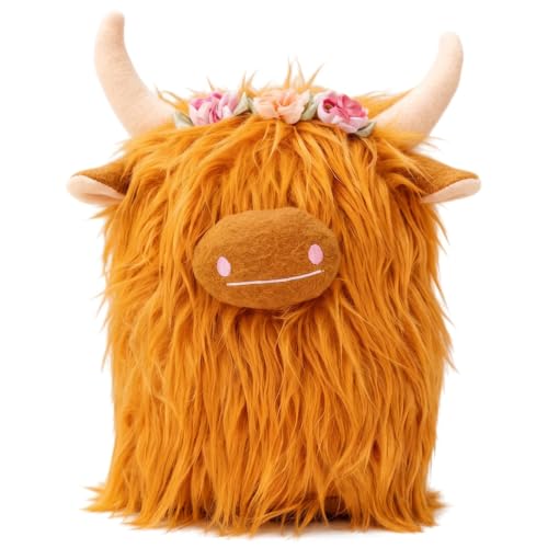 Jouets en decoratifs mignons de vache des Highlands fleurie