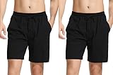 tommy bahama sleepwear womens Seitliche Eingrifftaschen Aibrou Herren Schlafanzughose Kurz Baumwolle Pyjamahose Shorty Sommer Nachtwäsche Schlafanzug Sleep Hose Pants Schwarz 2er Pack XL