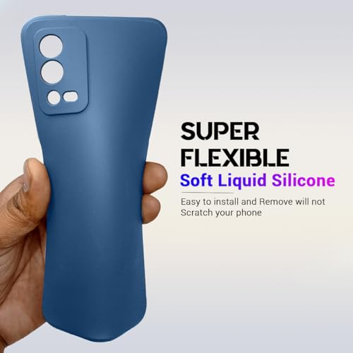 Image of LIRAMARK Silicone Soft Back Cover Case with Micro-Fibre Cloth On Inner Side for Oppo A55 4G (Blue)