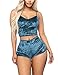 Angsuttc Women's Velvet 2 Piece Outfit Spaghetti Strap Sleeveless Crop Top+ Shorts Set