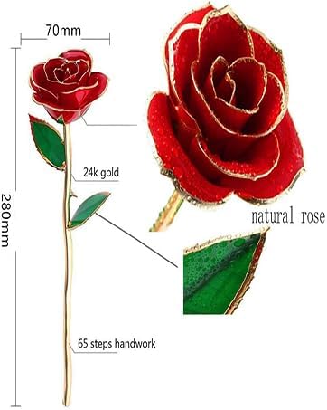 Jigerjs Rose Rouge Or 24 Carats: Cadeau Romantique Élégant | Saint-Valentin, Anniversaire - Description