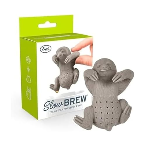 Genuine Fred, SLOW BREW, Sloth Resuable Silicone Tea Infuser, Gray, Fun Gift for Tea Lovers, Clever Kitchen Gadget