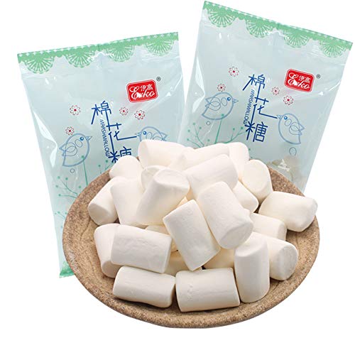 æ£‰èŠ±ç³– Candy shop white cylindrical shape gourmet marshmallows,casual soft candy snacks, bulk candy bags for teachers, 90gÃ—2