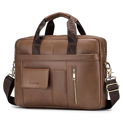 BAGZY Mallette en Cuir Sac Homme Cuir Cartable Homme Porte Document Véritable Sac Ordinateur Business 14 Pouces Sac à Main Cartable Sacoche Ordinateur...