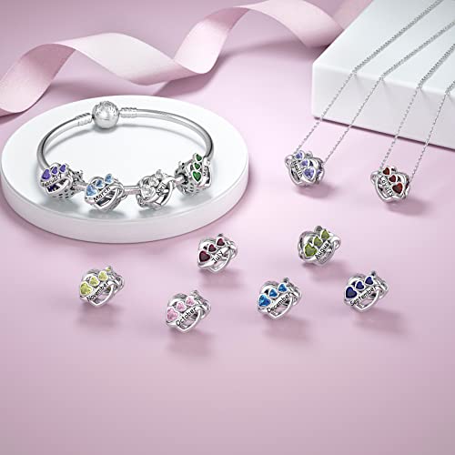 Abalorio de piedra natal de corazón con perla y turmalina para pulsera 3