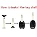 Key Fob Shell Case Fit for Honda Keyless Entry Remote Car Key Housing Replacement with Free Screwdriver (Casing Only Without Blade)(Black) (Black Pack 2)