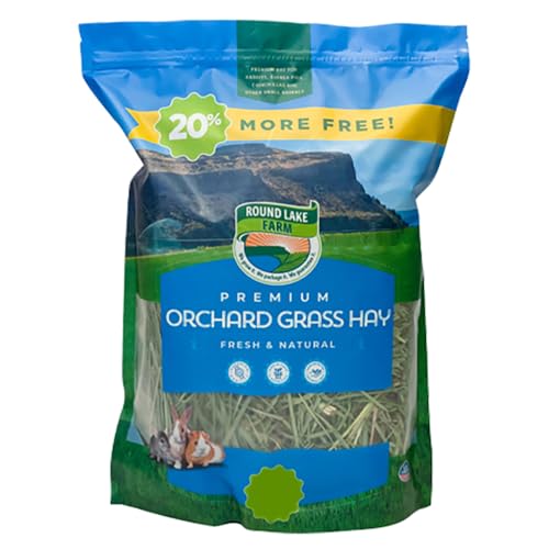Round Lake Farm Timothy Hay and Orchard Grass for Guinea Pigs, Rabbits, Chinchillas, Premium Quality and Excellent Source of Fiber, No Additives or Preservatives (Orchard Grass 48oz)