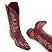 Ouepiano Red Cowboy Boots for Women Cowgirl Mid Calf Western Embroidered Chunky heels Pointed Toe Pull On Vintage Fashion Country Boot Size 7.5