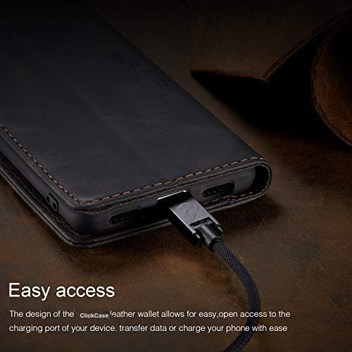 Image of ClickCase for Realme Narzo 20 pro Sheepskin Series Faux Soft Leather Wallet Flip Case Kick Stand with Magnetic Closure Lightweight Slim Flip Cover for Realme Narzo 20 pro (Greyish Black)