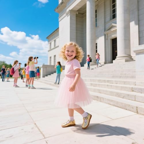 Image of GINFIVE Toddler Girls Dress Shoes Little Kids Flats School Mary Janes Shoes
