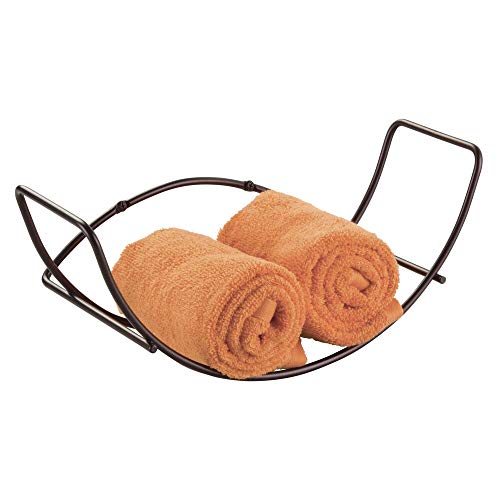 mDesign Modern Decorative Metal Bathroom Wall Mount Towel Rack Organizer for Storage of