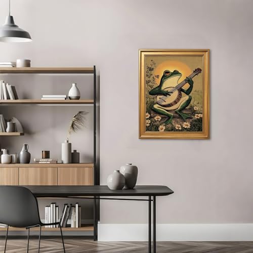 Toile murale grenouille banjo cadre doré déco mur - 6