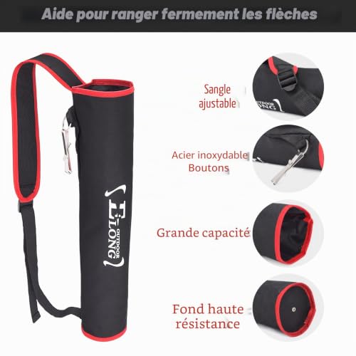 Elong Carquois de Tir à l'Arc Réglable pour Arc Compound et Classique - Support Arrière pour Flèches - Chasse, Cible et Pratique pour Adolescents et Adultes – vue 3