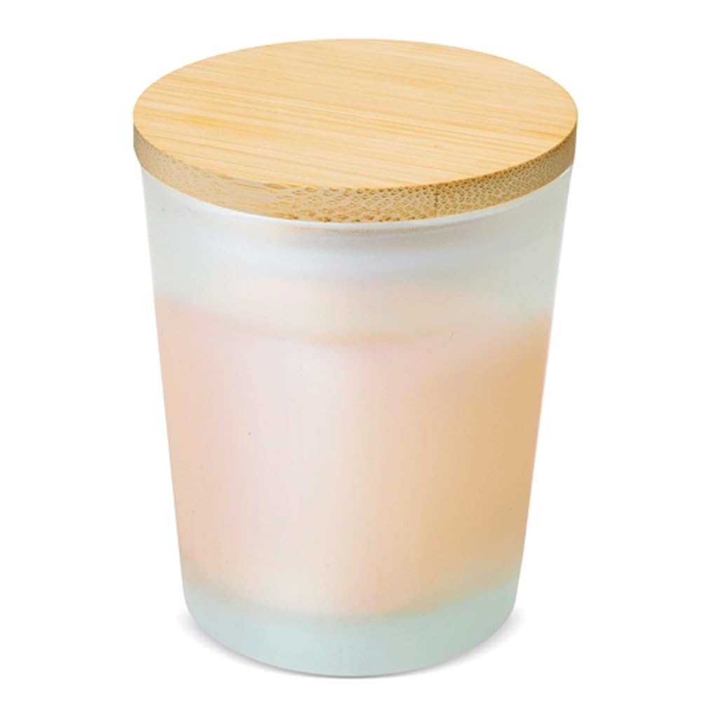 Lote de 24 Velas con aroma a vainilla, presentadas en un tarro de cristal y con tapa de bambú. Medidas: 5.50 x 7.00.