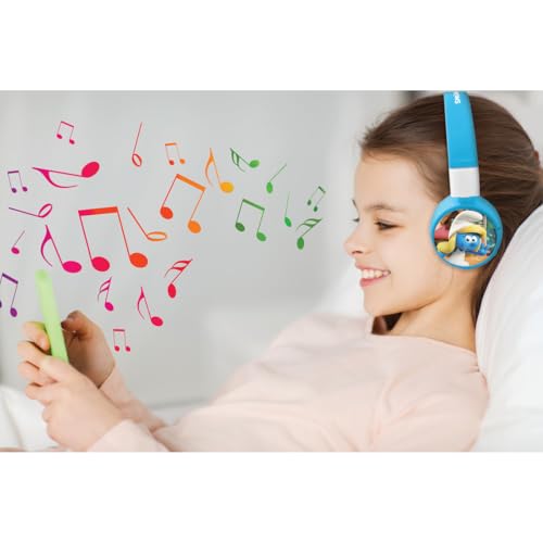 Image of LEXiBOOK, Smurfs Bluetooth Headphones, HPBT010SF | 2-in-1 Bluetooth & Wired, Microphone, Rechargeable battery, Blue /Green