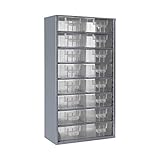 Kleinteilemagazin mit 16 Schubladen | Durch die transparenten Schubladen aus glasklarem Polystyrol ist der gesamte Inhalt stets gut ersichtlich