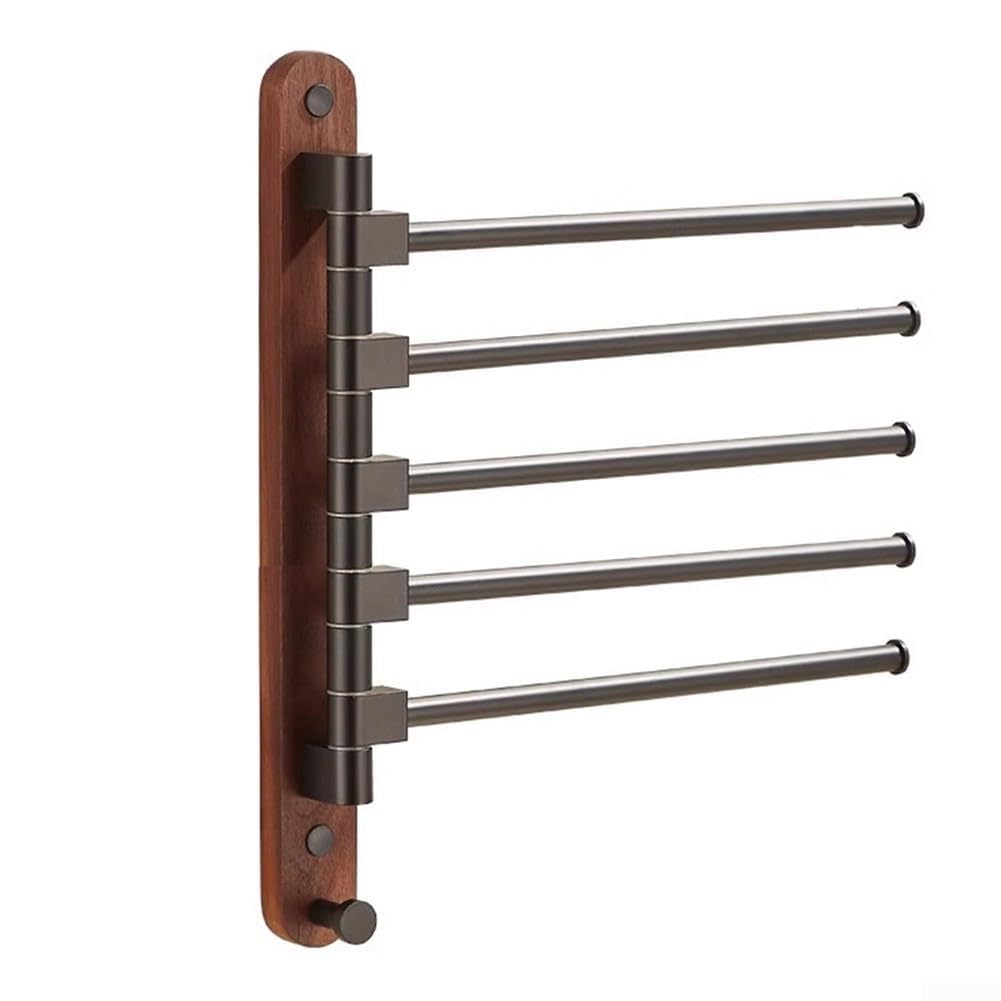Porte-serviettes pivotant en bois et aluminium pour une salle de bain élégante et moderne