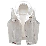 Women’s Detachable Hoodie Denim Vest Button Up Waistcoat Distressed Jacket www.denim.fit